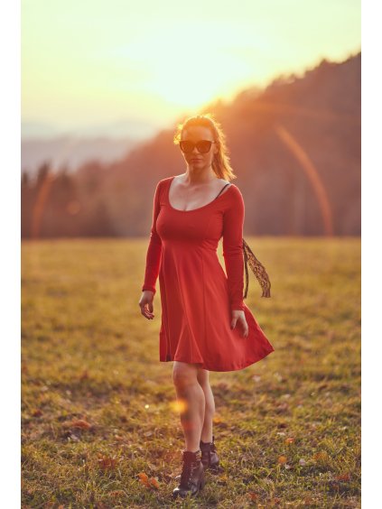 Vánoční šaty s krajkou BLOODY MARY RED - Dámské (vhodné i jako těhotenské)