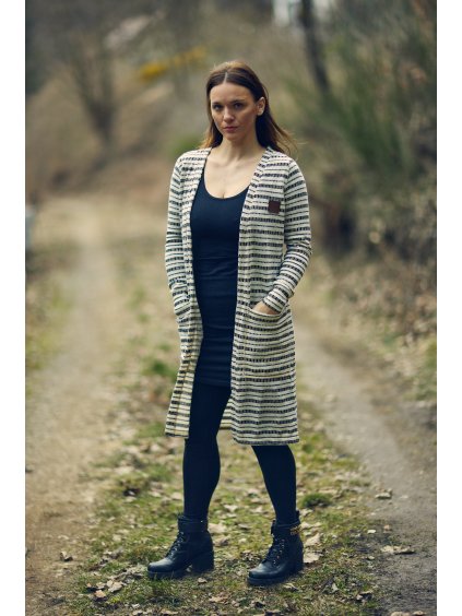 DÁMSKÝ dlouhý cardigan z lehké svetroviny STRIPES