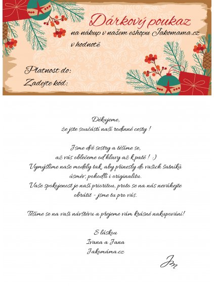 dárkový poukaz vánoční