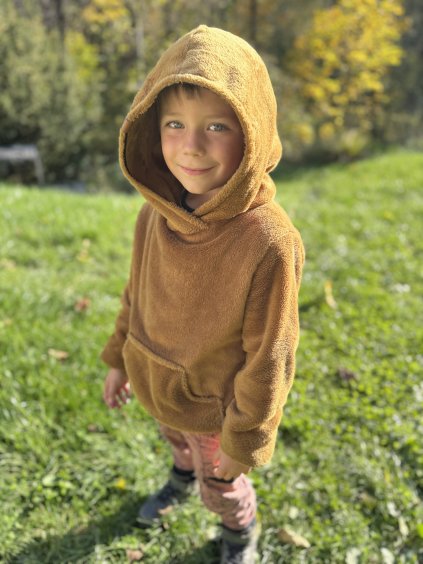 Hřejivá Chlapecká mikina FLEECE HOODIE Brown