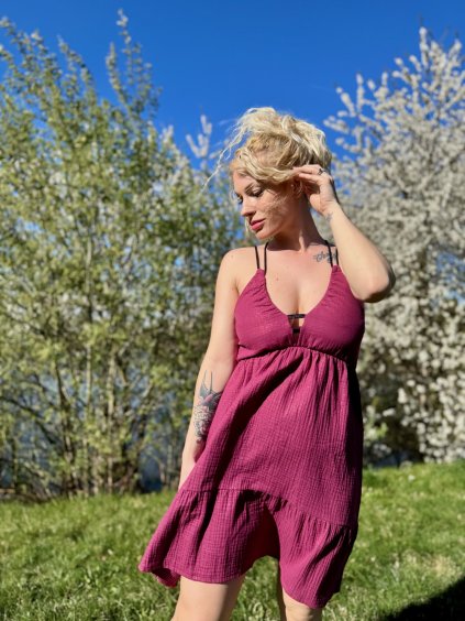 DÁMSKÉ Šaty VAMP VIOLET SHIMMER mušelín