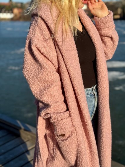 DÁMSKÝ OVERSIZE kabát GARDEN of ROSES Light Pink LONG
