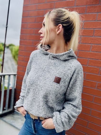 Dámská CROP OVERSIZE mikina MELANGE GREY