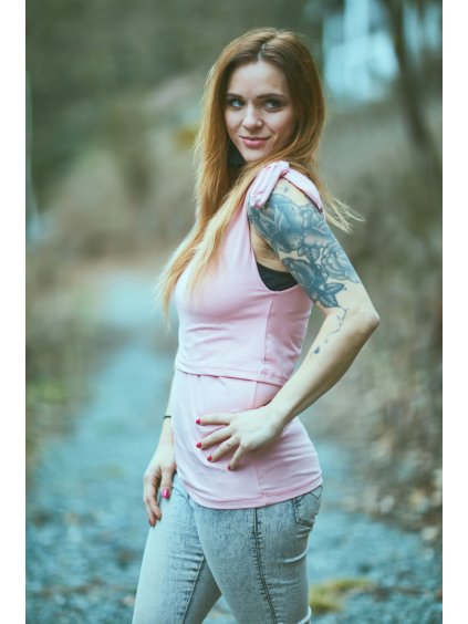 Kojící tílko s mašlemi Light PINK - Maminka