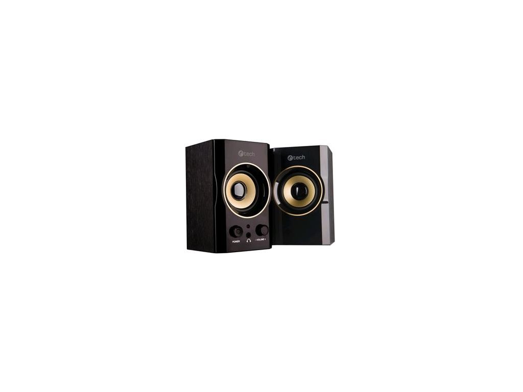 C-TECH reproduktory SPK-11, 2.0, dřevěné, černo-zlaté, USB, 5W