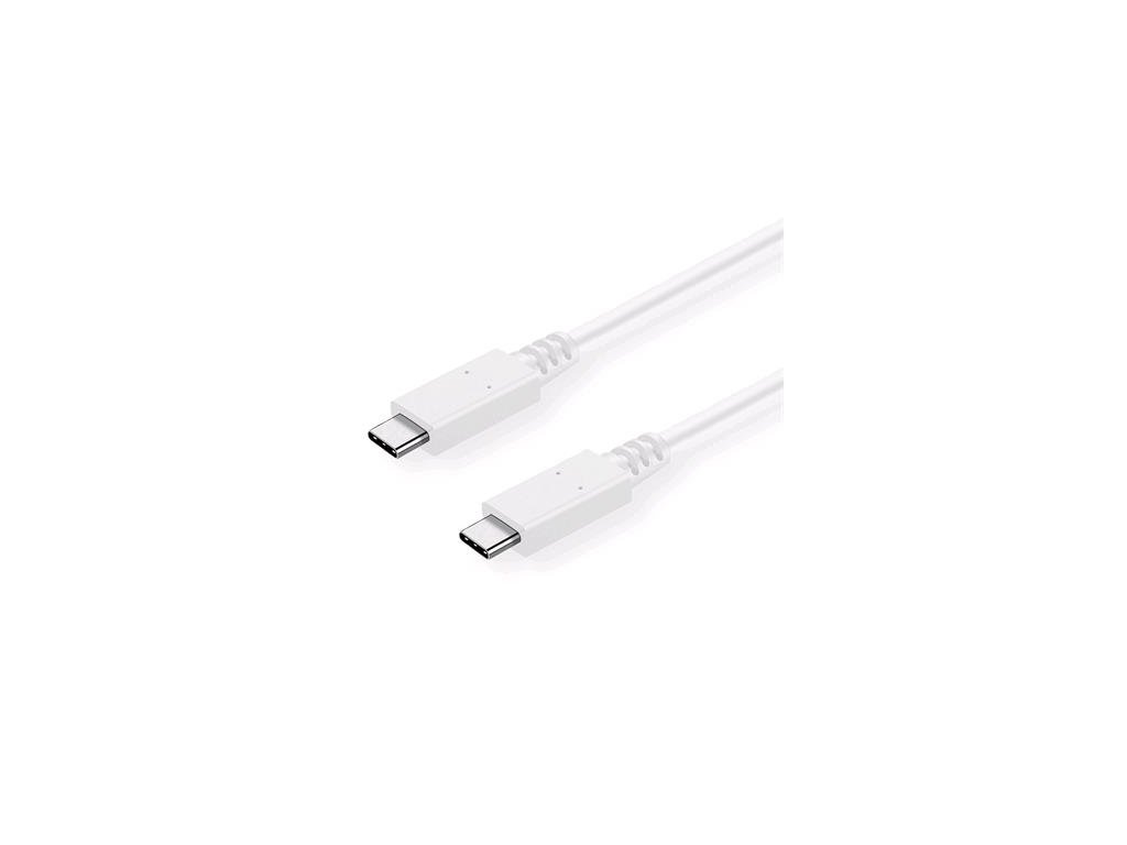 Kábel C-TECH USB 3.2, Type-C (CM/CM), PD 100W, 20Gbps, 2m, biely