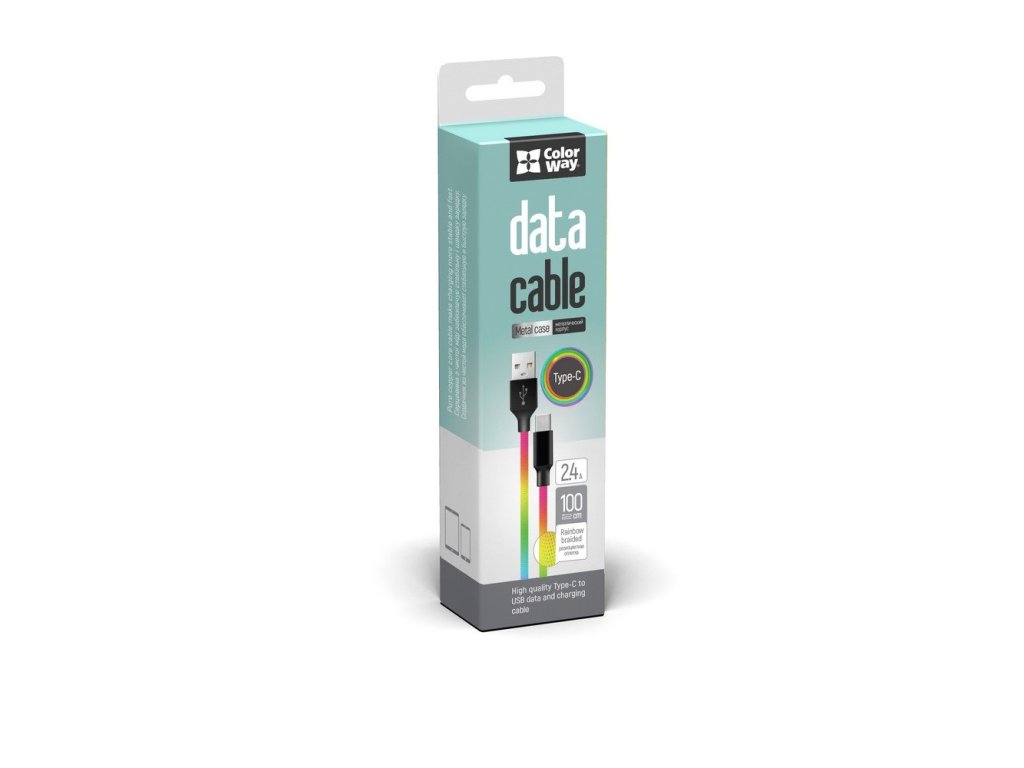 ColorWay Kábel USB Type-C (multicolor) 2.4A 1m