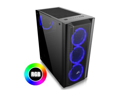 EVOLVEO Ptero Q1/Midi Tower/Transpar./Čierna
