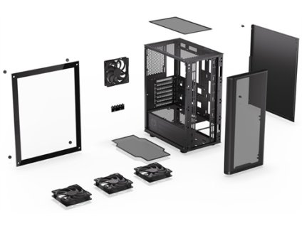 ENDORFY case Ventum 200 Air/ 4x120mm PWM fan / 2xUSB / tvrdené sklo / čierna