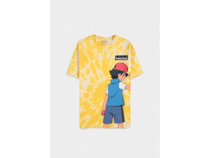 Pokémon - Ash and Pikachu - Digital Printed Men's Short Sleeved T-shirt (Barva Yellow, Velikost M)
