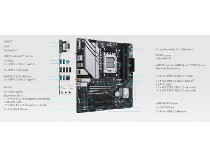 ASUS PRIME B650M-A WIFI II soc AM5 DDR5 B650 mATX D-Sub HDMI DP