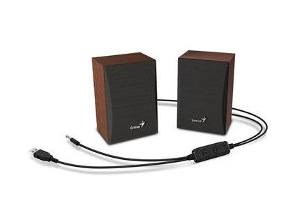 Genius repro SP-HF380BT 2.0, 3W, Bluetooth 5.0, 3,5mm jack, dřevěné, USB napájení, hnědo-černé