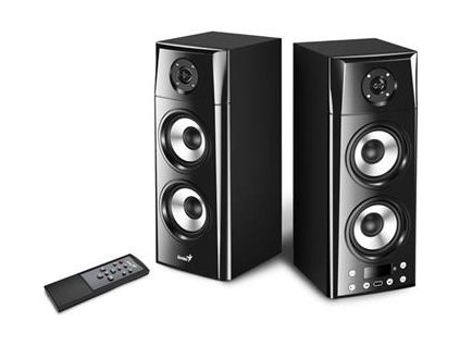 Genius SP-HF2800 BT, Reproduktory, 2.0, 60W, Bluetooth, TWS technologie, dřevěné, USB, dálkové ovládání, černé