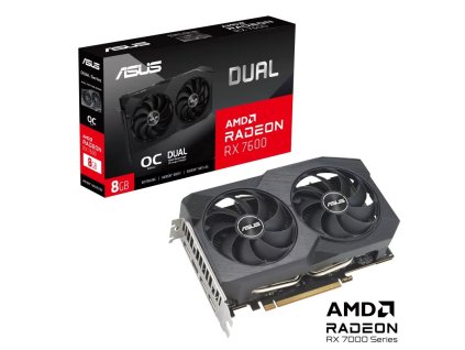 ASUS VGA AMD Radeon RX 7600 DUAL V2 OC 8G, 8G GDDR6, 3xDP, 1xHDMI