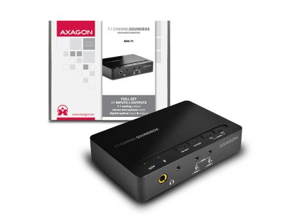 AXAGON ADA-71, USB2.0 - 7.1 audio SOUNDbox, SPDIF vstup/výstup