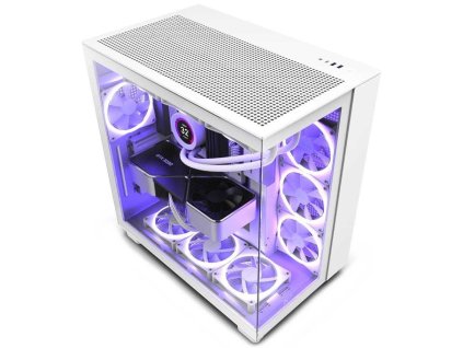 NZXT skříň H9 Flow dvoukomorová ATX / 4x120mm fan / až 10xfan / perforovaný top / proskl. bočnice, front / bílá