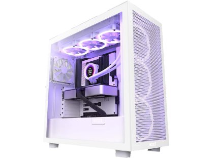 Skriňa NZXT H7 Flow edition / ATX / 2x120 mm ventilátor / USB-C / 2x USB / sklenená bočnica / sieťovaný panel / biela a