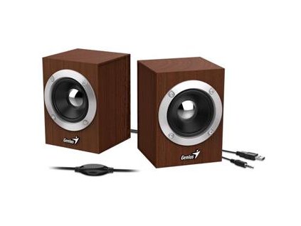 GENIUS repro SP-HF280, 2.0, 6W, USB napájení, 3,5mm jack, dřevěné, hnědé