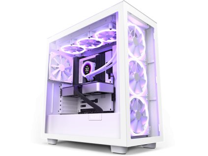 NZXT case H7 Elite edition / 4x140 mm (3xRGB) fan / 2xUSB 3.2 / USB-C 3.2 / tempered glass side and front side / white