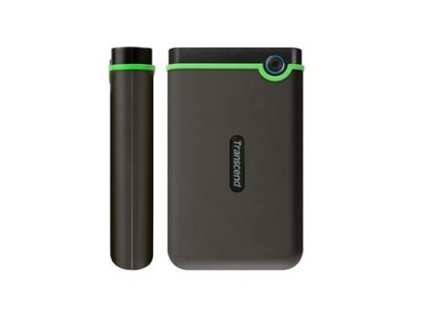 TRANSCEND 4TB StoreJet 25M3S SLIM, 2.5”, USB 3.0 (3.1 Gen 1) Externí Anti-Shock disk, tenký profil, šedo/zelený