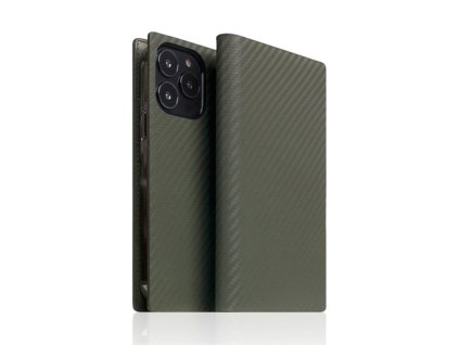 SLG Design puzdro D+ Italian Carbon Leather Diary pre iPhone 14 Pro - Khaki