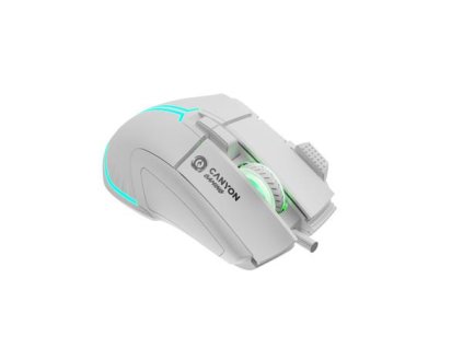 Canyon GM-636, Fortnax herná myš, drôtová, optická, 20.000dpi, odozva 1ms, 9 progr. tlač, 6 režimov RGB podsv., biela
