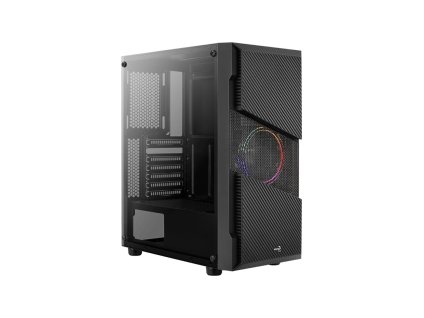 AEROCOOL skříň Menace Saturn FRGB ML G, Mid tower, 2x USB 3.0, 2x audio, 1x 120mm FRGB Fan, bez zdroje