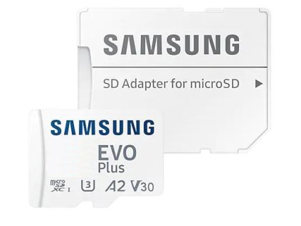 256 GB . microSDXC karta Samsung EVO Plus + adapter ( trieda U3, V30, A2 )