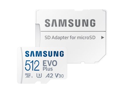 Samsung EVO Plus/micro SDXC/512GB/UHS-I U3 / Class 10/+ Adaptér/Biela