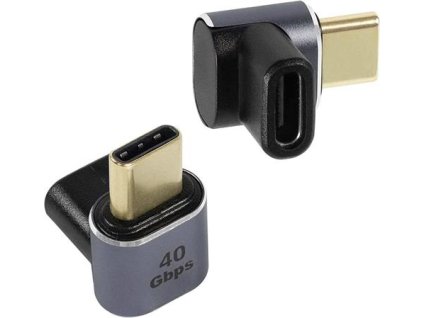 PremiumCord zahnutý 90° Adaptér USB-C Female - USB-C Male 40Gbps Aluminium