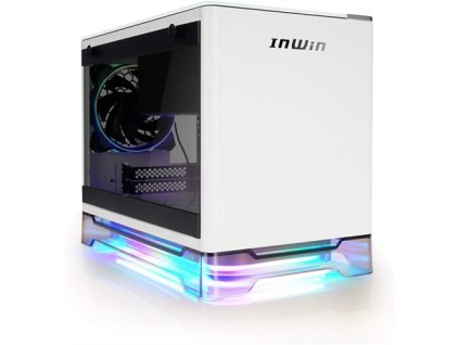 InWin case A1 Plus White, 650W PSU GOLD inc., Mini ITX, Tempered glass, ARGB Fans, Qi 10W Charging panel