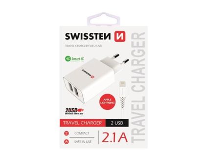 SWISSTEN 2x USB, IC, 2.1A + Lighthing kabel, nabíjačka