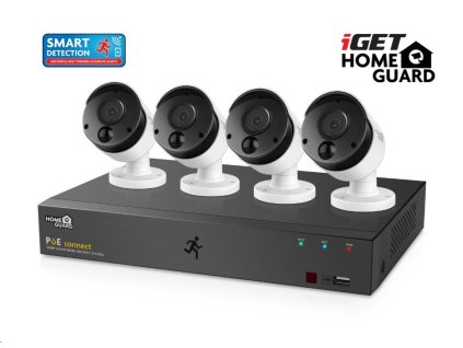 iGET HOMEGUARD HGNVK85304 PoE kamerový systém s detekciou pohybu SMART, 8-kanálový FullHD NVR + 4x FullHD vonkajšia kam