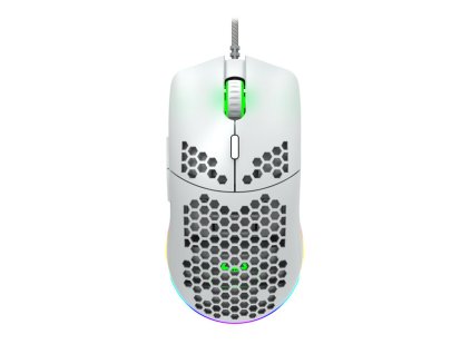 Canyon GM-11, Puncher herná myš, drôtová, optická, 800/1600/2400/4200, 7 progr. tlač, Pixart, RGB podsviet., biela