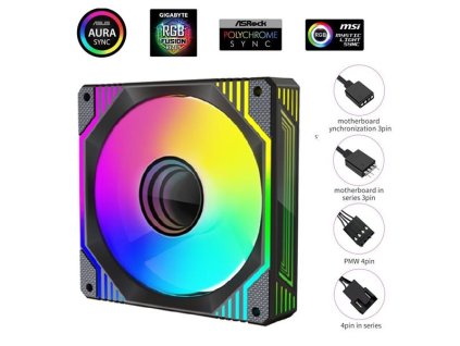1stCOOL AURA EVO Mirror ARGB PWM ventilátor 12cm čierny
