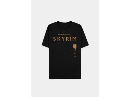 Skyrim - Metallic - Men's Short Sleeved T-shirt (Barva Black, Velikost 2XL)