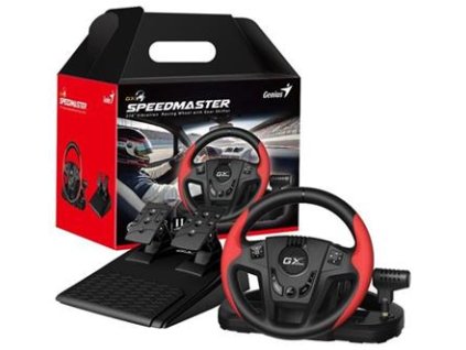 Genius GX Gaming SpeedMaster, Volant, pedály, řadicí páka, pro PC, PS3, PS4, USB, vibrace, černo-červený