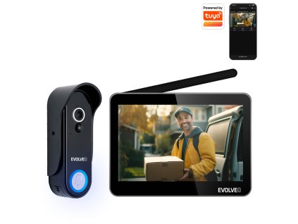 EVOLVEO DoorPhone W7, Sada domáceho bezdrôtového videotelefónu s WiFi čierny monitor
