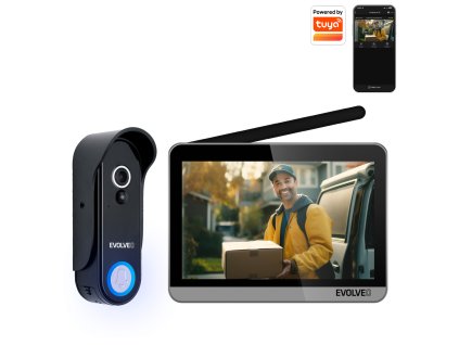 EVOLVEO DoorPhone W7, Sada domáceho bezdrôtového videotelefónu s WiFi čierny strieborný monitor