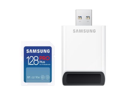 128 GB . SDXC karta Samsung PRO Plus 2023 Class 10 + USB adapter