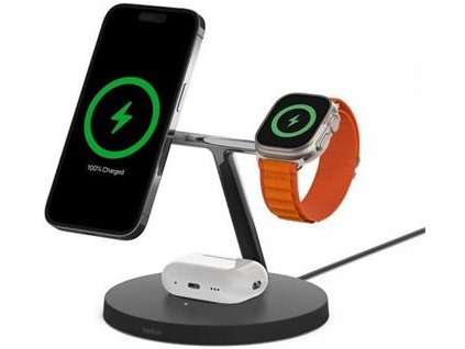 Belkin BOOST CHARGE™ PRO MagSafe 3v1 Bezdrátové nabíjení pro iPhone/Apple Watch/AirPods, černá - NOVÁ VERZE
