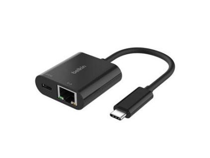 Belkin USB-C adaptér s Gigabit Ethernetem RJ45 + 100W napájení, černá