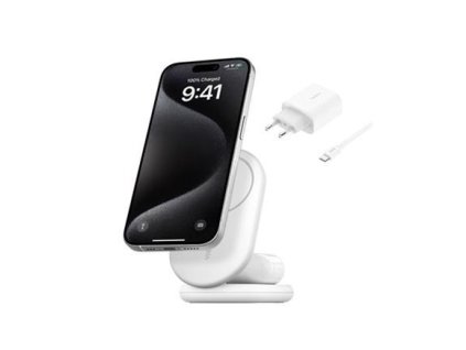 Belkin BOOST CHARGE™ Qi2 15W 2v1 Magnetický nabíjecí stojan, skládací, bílá