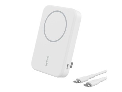 Belkin Boost Charge Pro Magnetic Power Bank with Qi2 8K + Stand - White