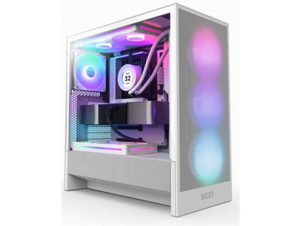 NZXT case H5 Flow RGB / 360 mm RGB core fan / mesh / White
