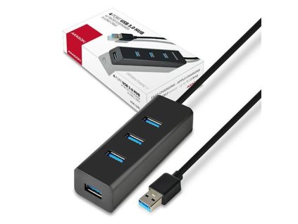 AXAGON HUE-S2BL, 4x USB3.0 CHARGING hub 1.2m kábel, micro USB nap. konektor