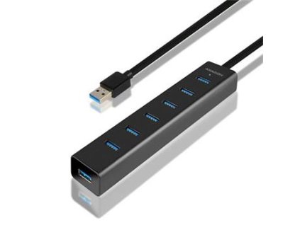 AXAGON HUE-SA7BP, 7x USB3.0 ALU CHARGING hub vč. AC adapteru