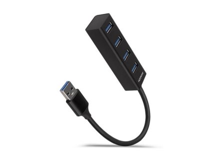 AXAGON HUE-M1A, 4x USB 3.2 Gen 1 MINI hub, kovový, kábel USB-A 20cm
