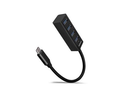 AXAGON HUE-M1C, 4x USB 3.2 Gen 1 MINI hub, kovový, kabel USB-C 20cm