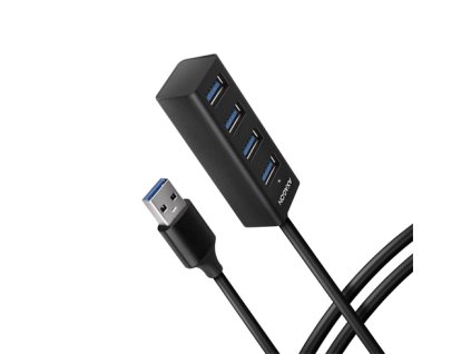 AXAGON HUE-M1AL, 4x USB 3.2 Gen 1 MINI hub, kovový, kábel USB-A 1.2m